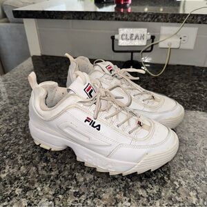 Fila Cream and White Athletic Shoes